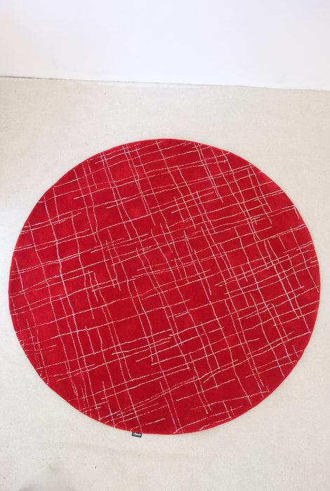 Hand-tufted Vintage Red Circular Rug by Tisca 1980's