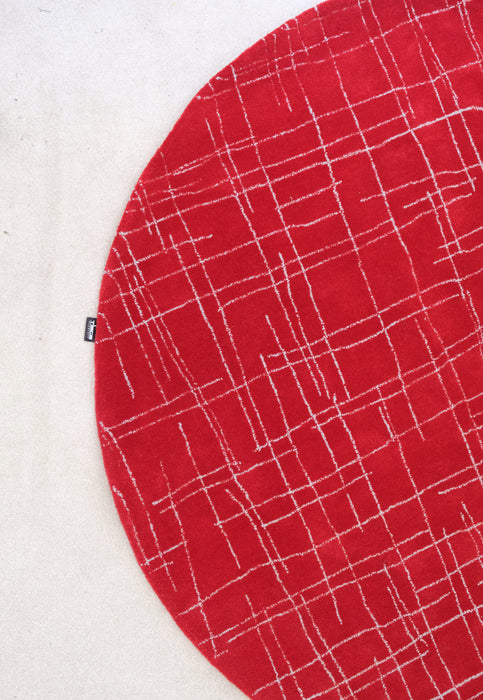 Hand-tufted Vintage Red Circular Rug by Tisca 1980's