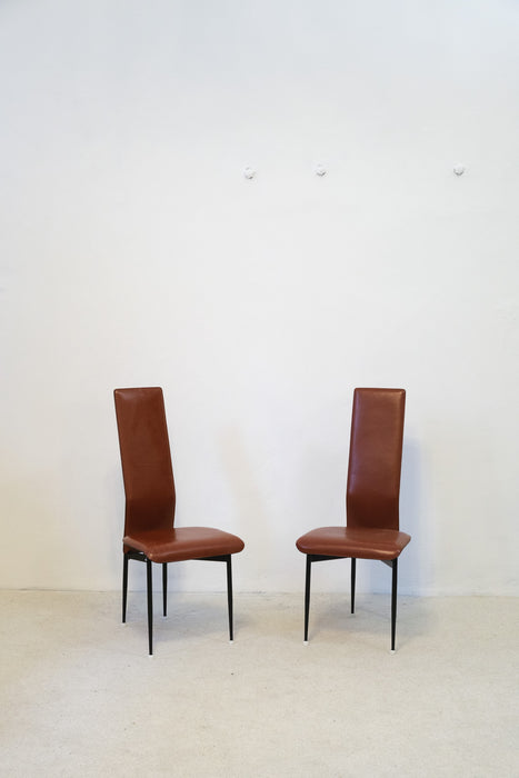 Set of Six Vintage Giancarlo Vegni Dining Chairs by Fasem Italy