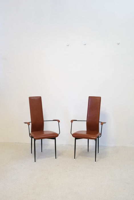Set of two Vintage Giancarlo Vegni Dining Armchairs by Fasem Italy