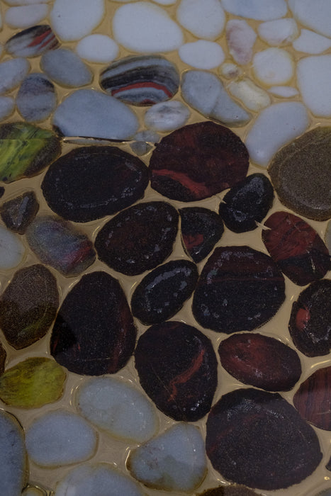 Vintage Metallic Resin Table with Embedded Stones from Sweden