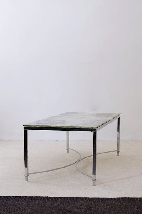 Metallic Resin Table with Embedded Stones from Sweden