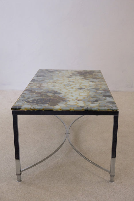 Vintage Metallic Resin Table with Embedded Stones from Sweden