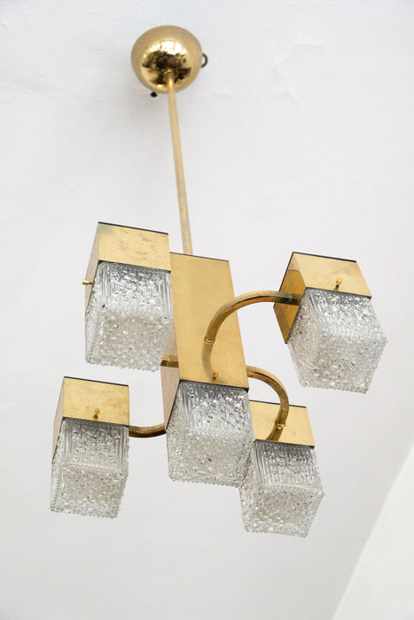 Charming Cubic Mid-century Chandelier with Murano Glass by Gaetano Scholari, 1960