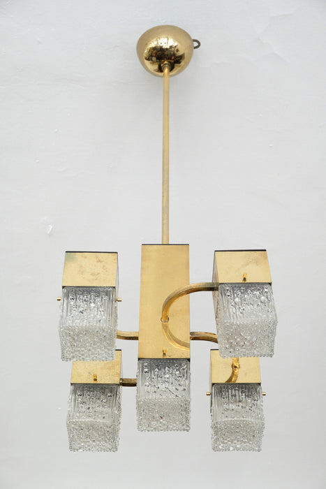 Charming Cubic Mid-century Chandelier with Murano Glass by Gaetano Scholari, 1960