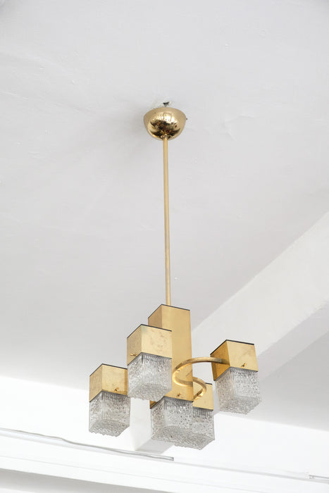 Charming Cubic Mid-century Chandelier with Murano Glass by Gaetano Scholari, 1960