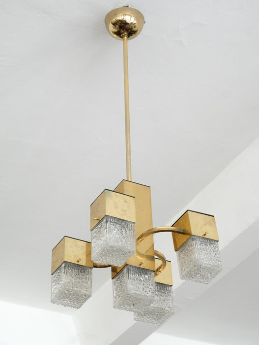 Charming Cubic Mid-century Chandelier with Murano Glass by Gaetano Scholari, 1960