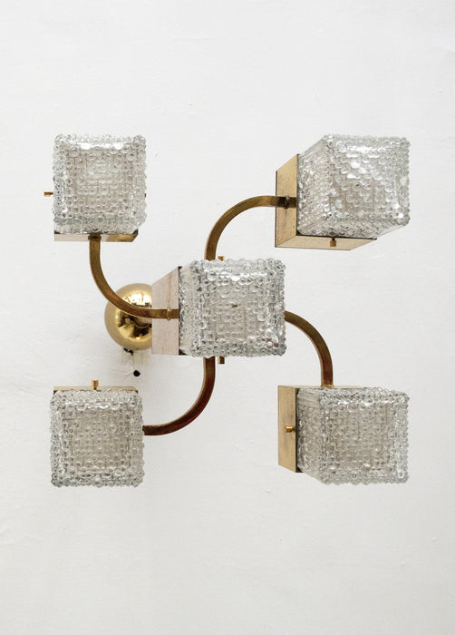 Charming Cubic Mid-century Chandelier with Murano Glass by Gaetano Scholari, 1960