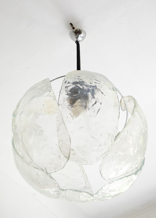 Frosted Murano Glass Petals Pendant Lamp from the 1980’s, Italy