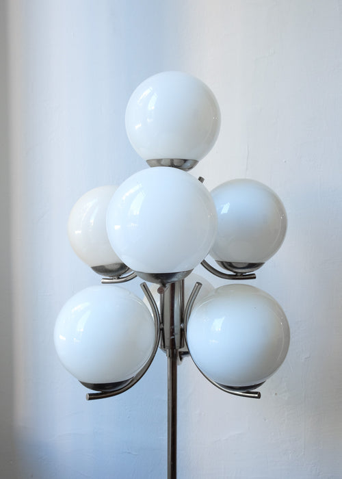 Charming chrome floor lamp with glass shades form Germany, 1960s