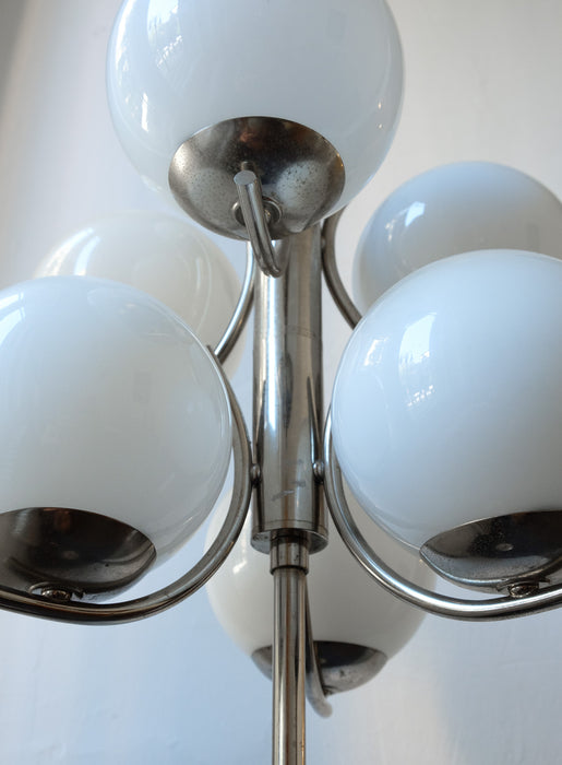 Charming chrome floor lamp with glass shades form Germany, 1960s