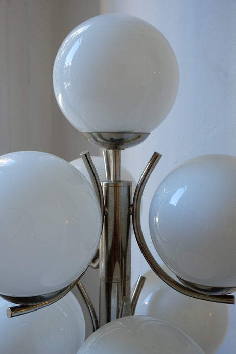 Charming chrome floor lamp with glass shades form Germany, 1960s