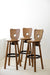 Set of 3 Brutalist  stained oak, brass, metal Bar Stools from France, 1960s