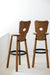 Set of 3 Brutalist  stained oak, brass, metal Bar Stools from France, 1960s