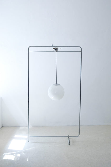 Pendant Chrome and Opaque Glass Ball Lamp by TechnoLumen