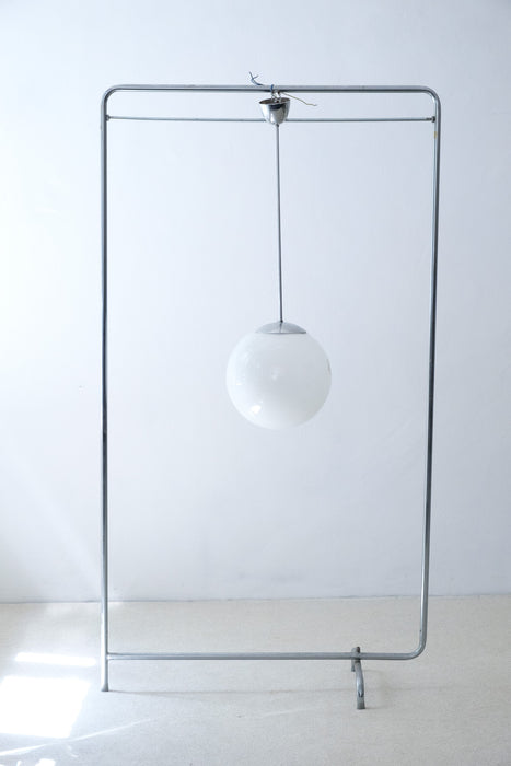 Pendant Chrome and Opaque Glass Ball Lamp by TechnoLumen