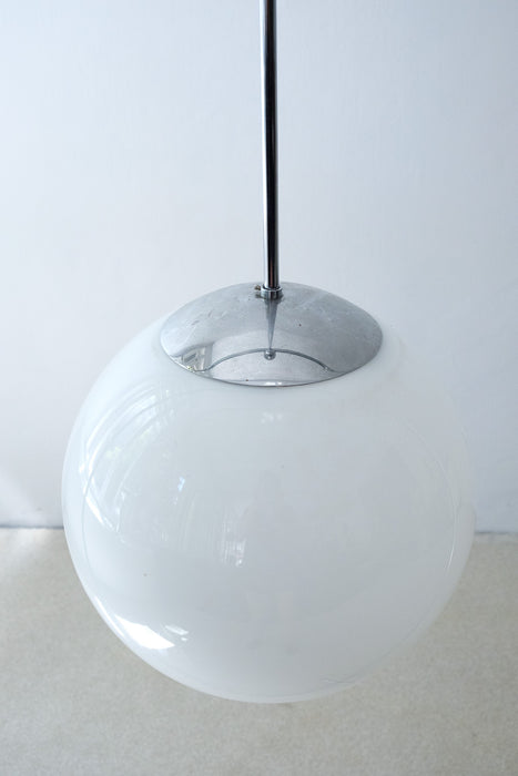 Pendant Chrome and Opaque Glass Ball Lamp by TechnoLumen