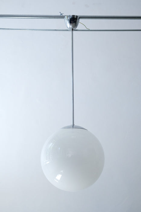 Pendant Chrome and Opaque Glass Ball Lamp by TechnoLumen