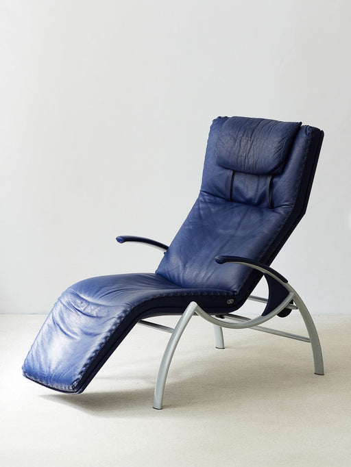 Dark blue de Sede Leather Reclining Chair from Switzerland