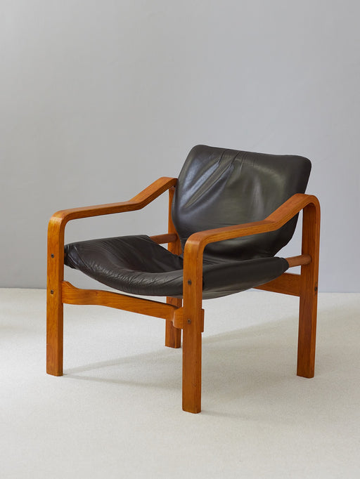 Vintage Leather and Plywood Andy Armchair 