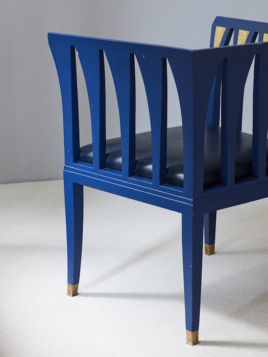 Art Nouveau Blue' Armchair by Eliel Saarinen 1980s