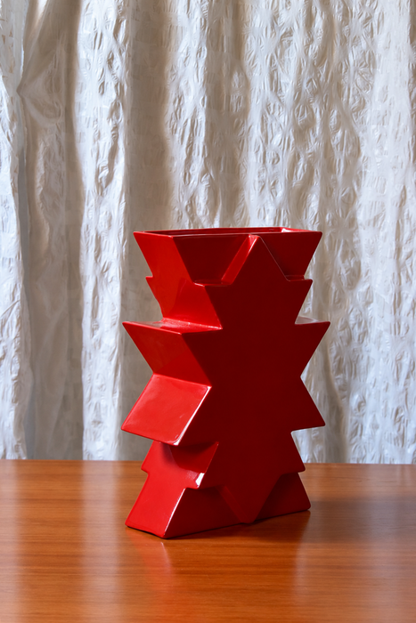 Luciano Florio Paccagnella – ILIOS Red Ceramic Vase, 1990s