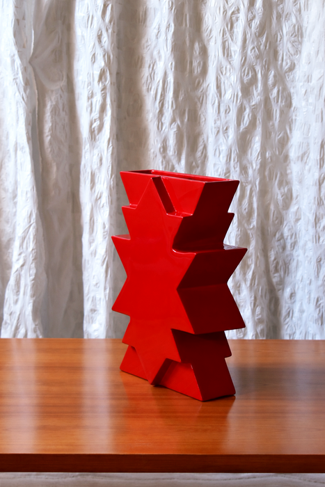 Luciano Florio Paccagnella – ILIOS Red Ceramic Vase, 1990s