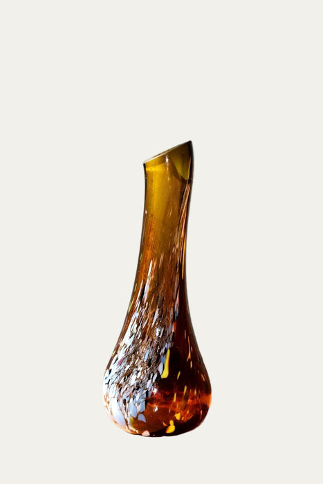 Free-Form Amber Art Glass Vase by Gyula Budveszel, Hungary, 1990s