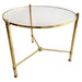 French Brass and Glass Round Cocktail Table