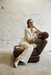 Vintage Yugoslav Design Convertible Leather Chair Bed, 1970s