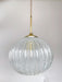 German DORIA Crackle Glass Pendant Lamp with Brass and Rope Suspension