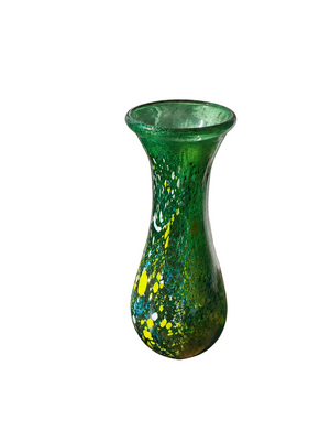 Vintage Modern Green Art Glass Vase Budveszel Gyula Hungary 1990s