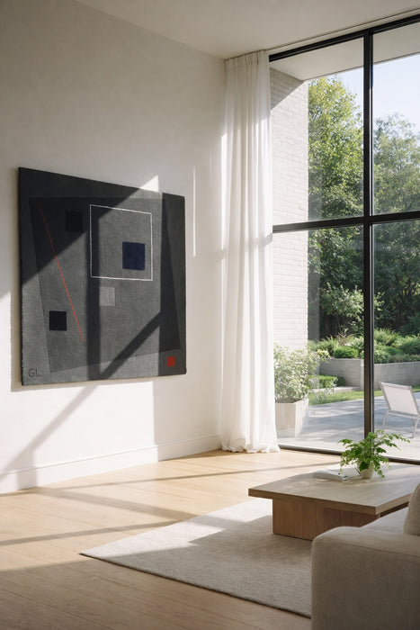 Guy de Lussigny Geometric Abstract Rug / Tapestry for Tisca France