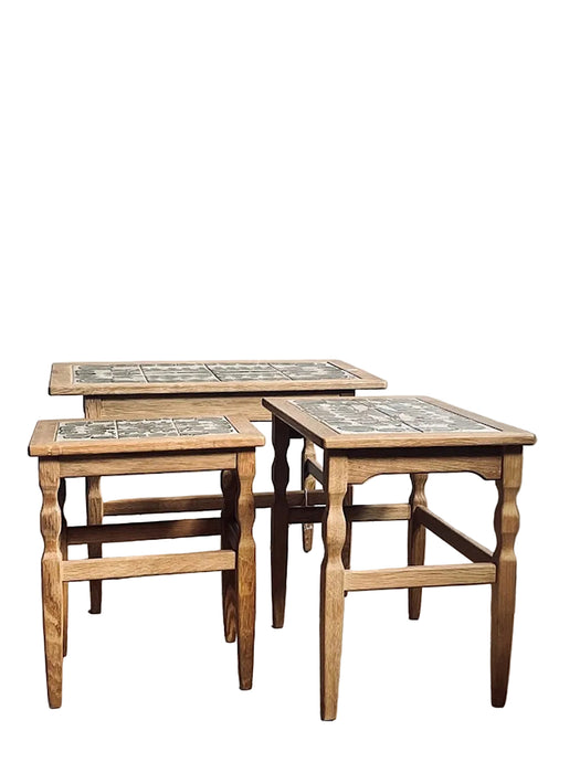 Henning Kjærnulf Set of Three Oak Nesting Tables for EG Kvalitets, Denmark 1960s