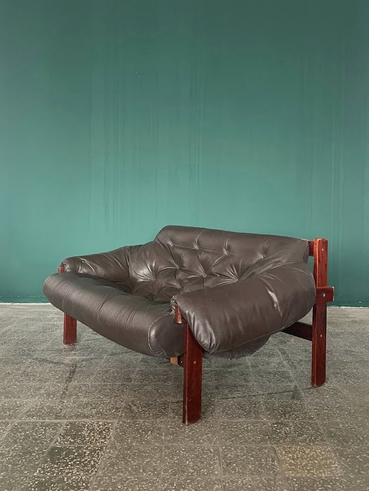 Percival Lafer Style Two Seater Leather Sofa