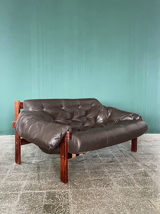 Percival Lafer Style Two Seater Leather Sofa