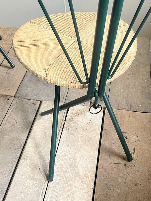 LaPalma Folding Chairs  Metal  Woven Cord Italy 1970s