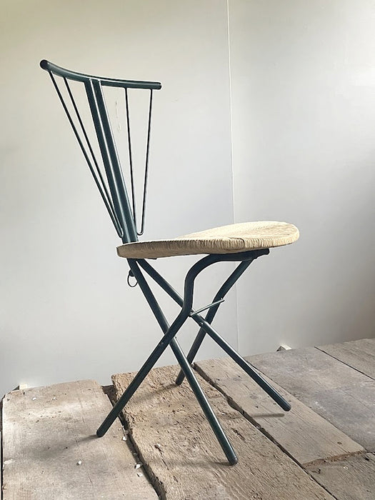 LaPalma Folding Chairs  Metal  Woven Cord Italy 1970s