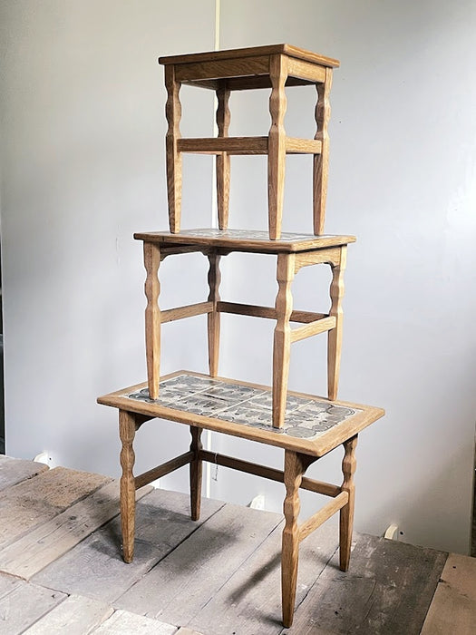 Henning Kjærnulf Set of Three Oak Nesting Tables for EG Kvalitets, Denmark 1960s