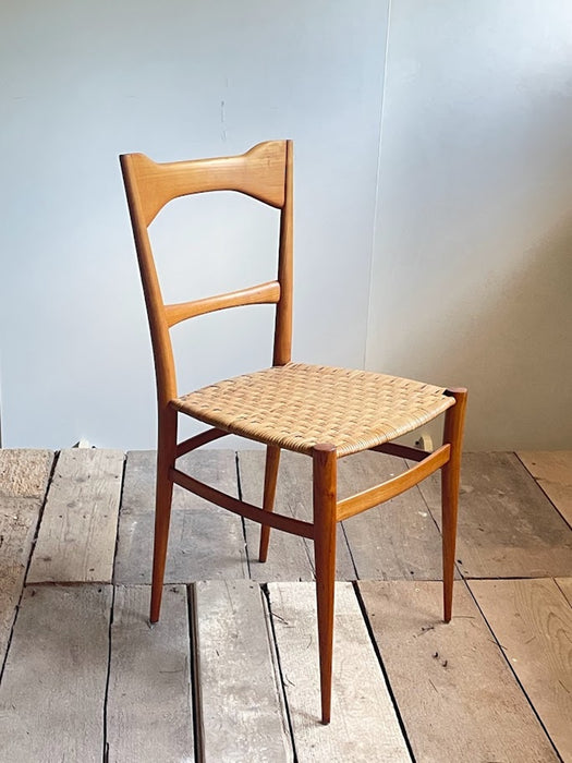 Pair of Mid-Century Woven-Seat Dining Chairs by G.B. Marangoni, Italy 1950s