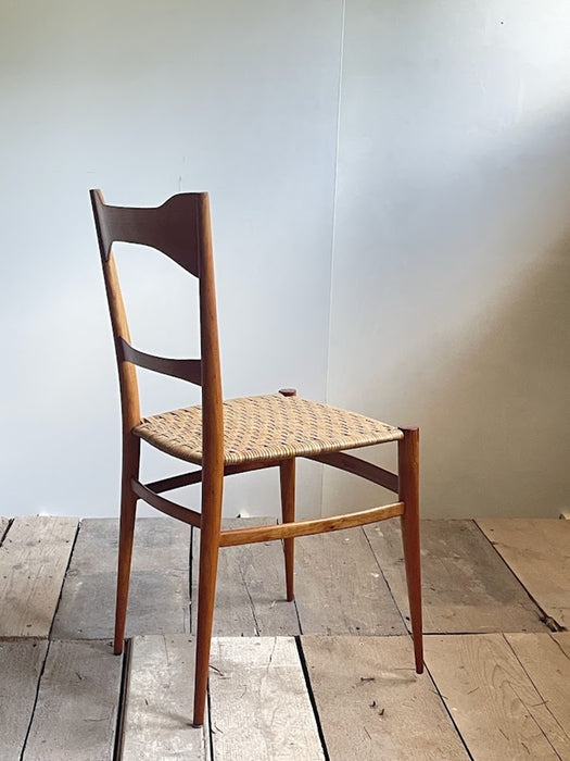 Pair of Mid-Century Woven-Seat Dining Chairs by G.B. Marangoni, Italy 1950s