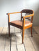 Swiss Art Deco Wood Armchair with Brown Leather Seat, 1930s