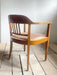 Swiss Art Deco Wood Armchair with Brown Leather Seat, 1930s