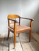 Swiss Art Deco Wood Armchair with Brown Leather Seat, 1930s