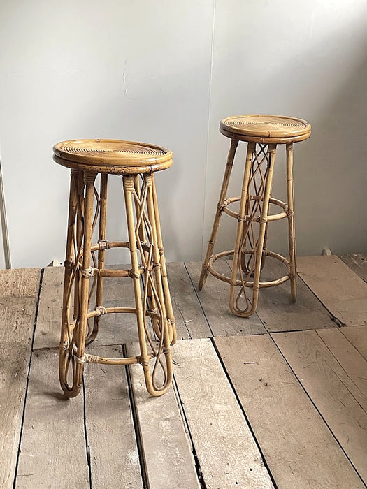 Vintage Sculptural Rattan Bar Stool, Japan, 1970s