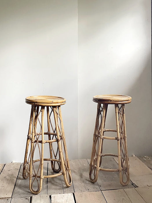 Vintage Sculptural Rattan Bar Stool, Japan, 1970s