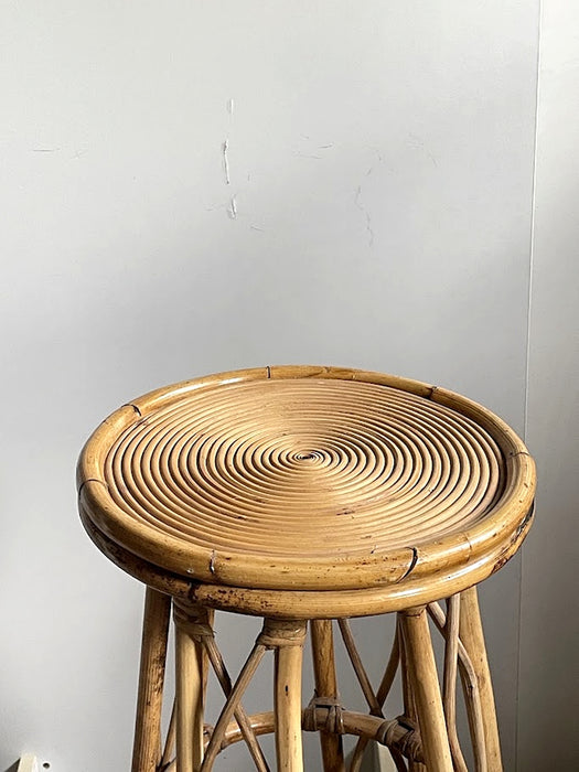 Vintage Sculptural Rattan Bar Stool, Japan, 1970s