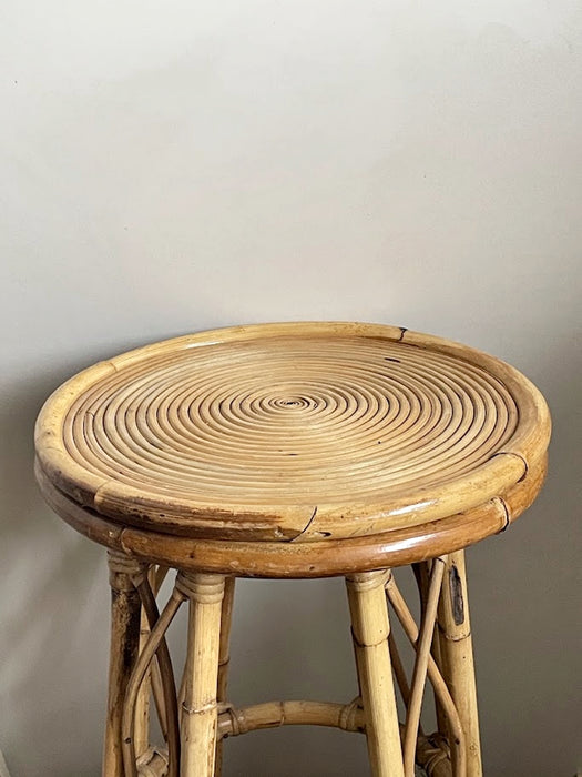 Vintage Sculptural Rattan Bar Stool, Japan, 1970s