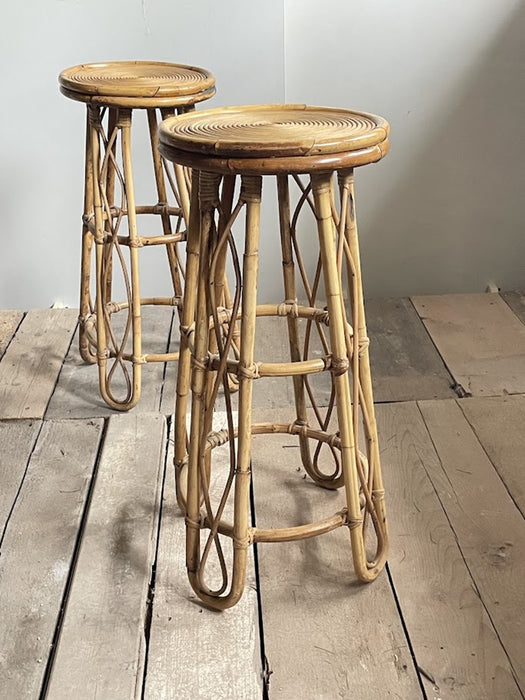Vintage Sculptural Rattan Bar Stool, Japan, 1970s