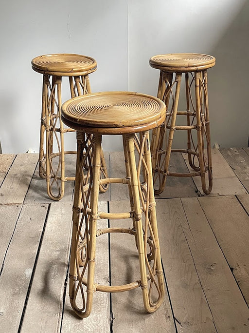 Vintage Sculptural Rattan Bar Stool, Japan, 1970s